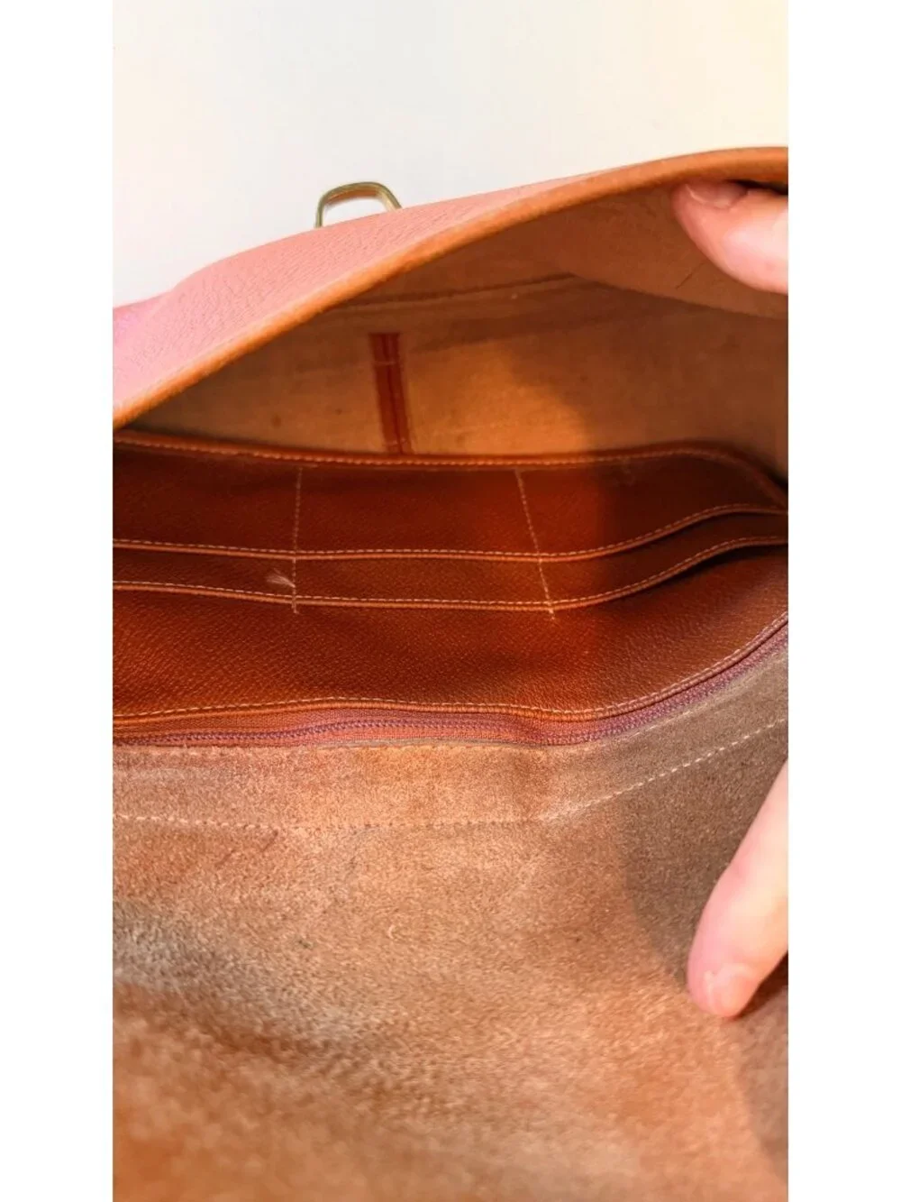 Vintage Dooney & Bourke Equestrian Crossbody Bag in British Tan Pebbled Leather